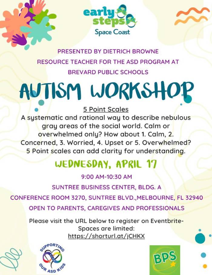 Autism workshop flyer for April 17, 2024